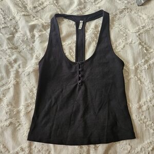 Free People- black tank with buttons- medium
